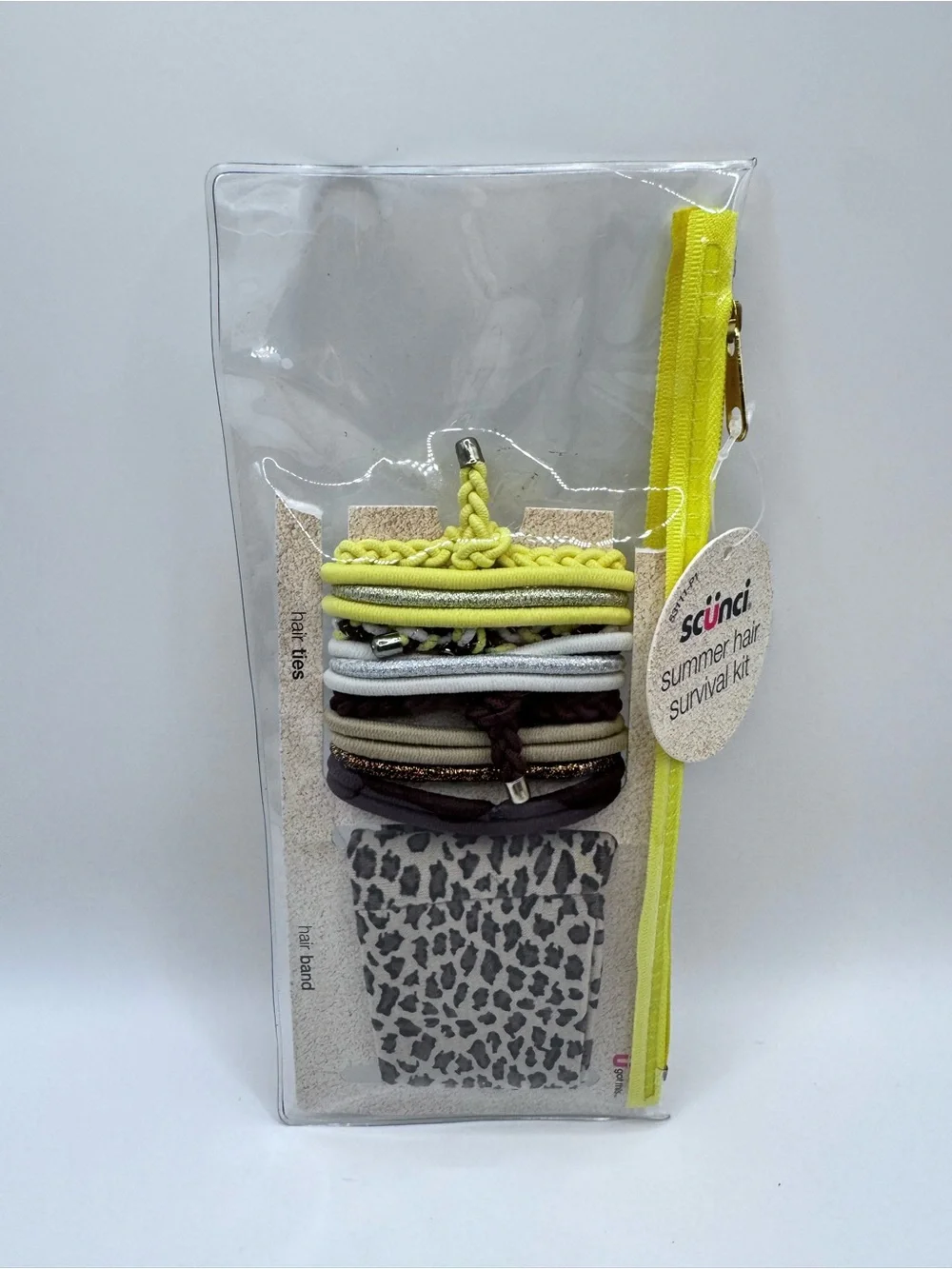 scunci Y2K Clear Pouch Hair Accessory Kit with Yellow Zipper